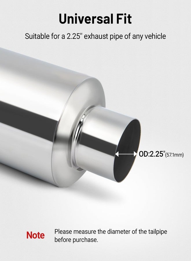 EVIL ENERGY 2.25" Resonator Muffler Stainless Steel (2.25 inch Inlet/Outlet, 13.8" Length) - Image 3